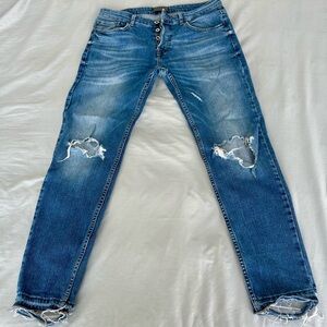 Zara Men's Blue Distressed Jeans